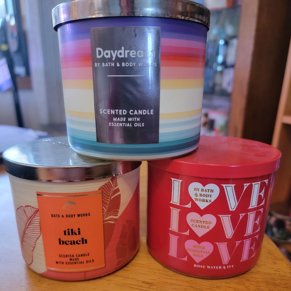 3 bath and and body works candles
